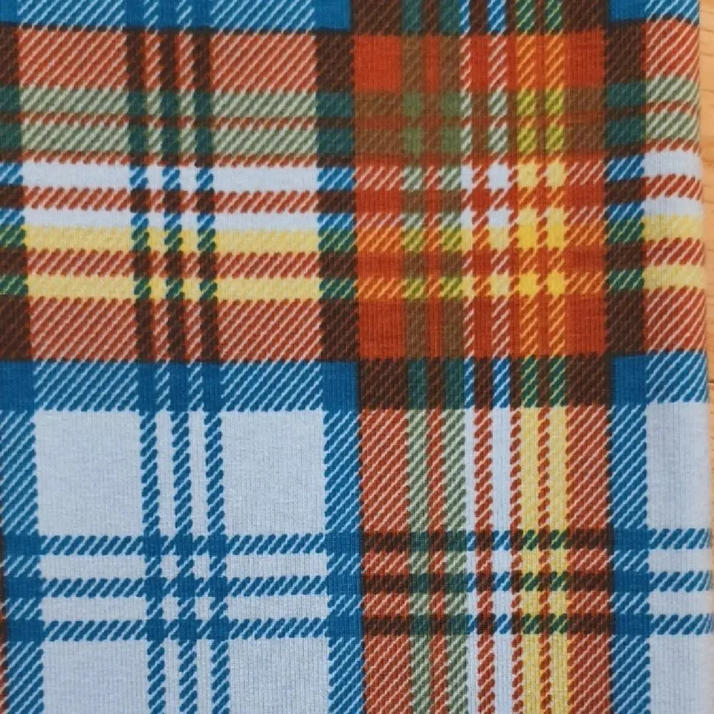 Tea Collection,  Blue &Brown Plaid Print Leggings, Size 7 (NWOT)